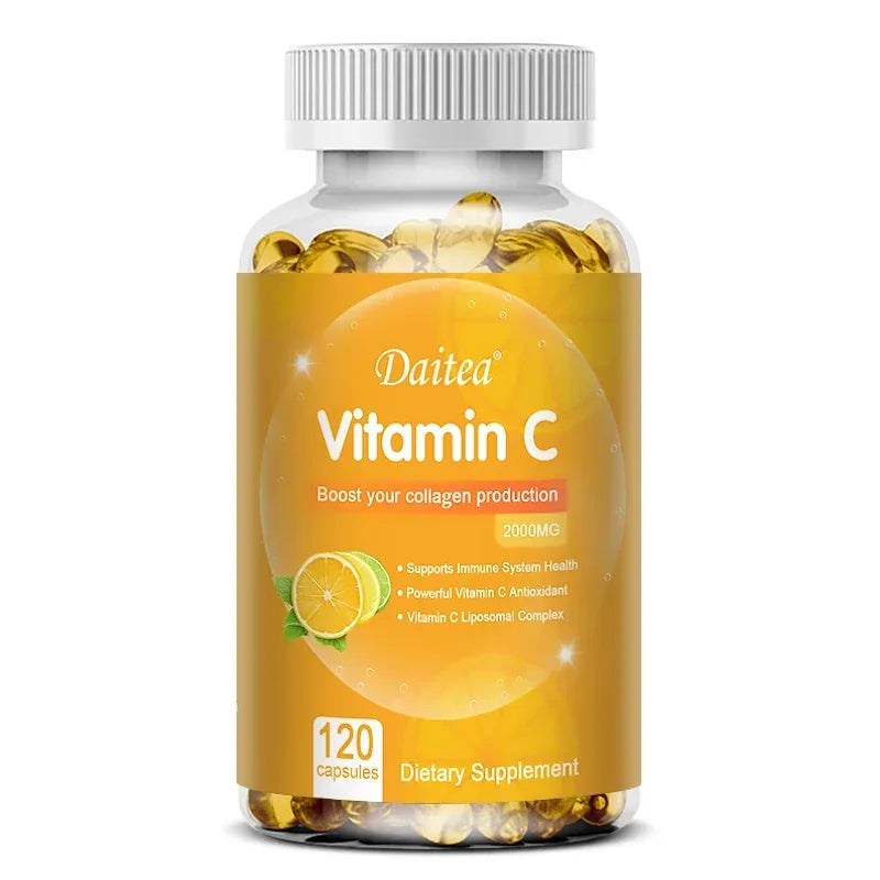 Vitamin C Promotes Collagen Production - 2000 Mg, Promote Skin, Hair, Nails and Immune Health, Dietary Supplements