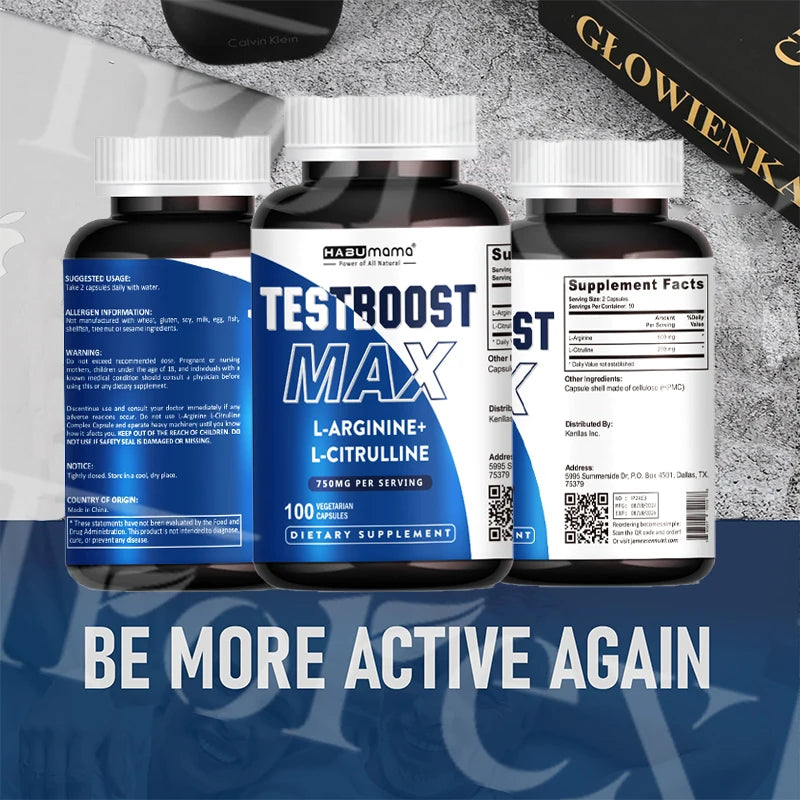 100 Tablets-L-Arginine &amp; L-Citrulline Complex-Male Enhancing Supplements- Boosts Performance,Recovery Support,Bedroom Confidence