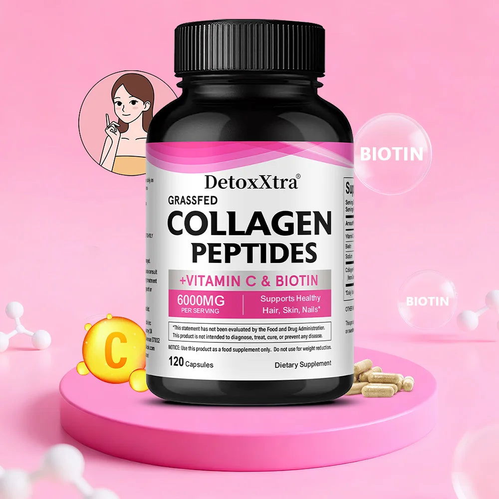 Collagen Supplement with Vitamin C &amp; Biotin – Supports Hair, Skin, Nails, Joints, Bone &amp; Anti-Aging, Skin Whitening Antioxidants