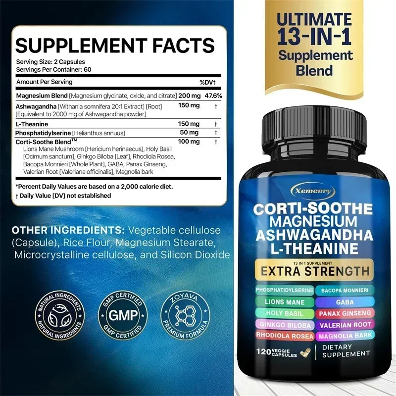 Corti-Soothe Supplement - Relax Muscles, Relieve Stress, Overall Health, Replenish Energy and Vitality, Maintain Concentration