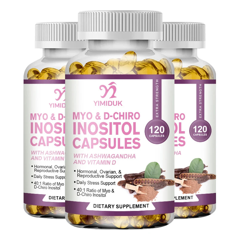 Myo-Inositol &amp; D-Chiro Inositol Capsule with Folate Supports Ovarian Function Hormone Balance Fertility Supplement Beauty Health