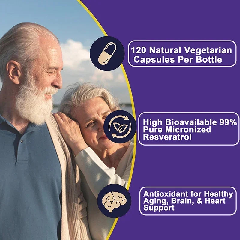 Resveratrol Supplement - 99% Trans-resveratrol, Healthy Aging, Brain &amp; Heart Support, AntioxidantSupplementsSupplements