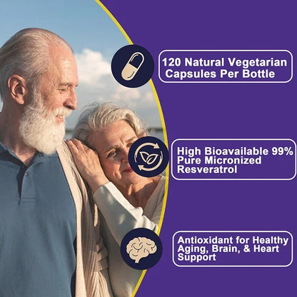 Resveratrol Supplement - 99% Trans-resveratrol, Healthy Aging, Brain &amp; Heart Support, AntioxidantSupplementsSupplements