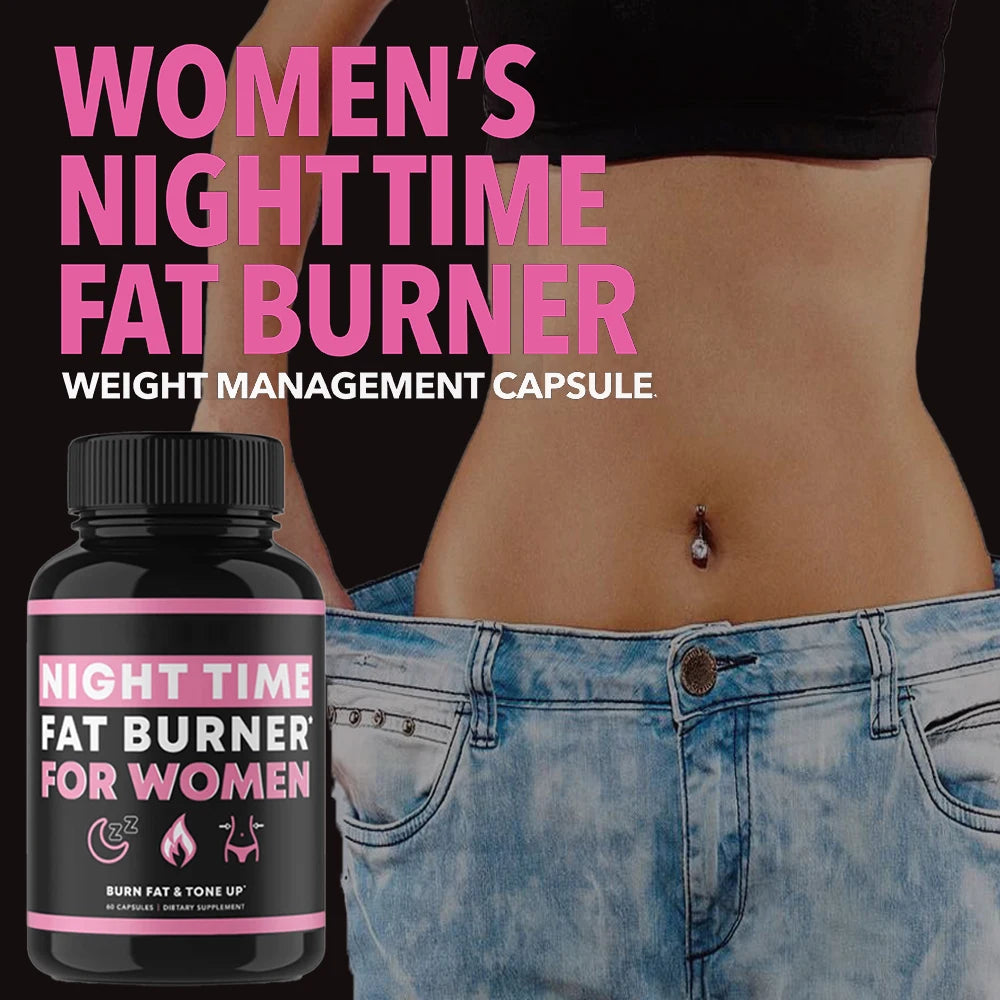 Night Time Fat Burner Weight Loss Supplement for Women, Overnight Sleep Fat Burning Weight Loss Pills, Support Metabolism