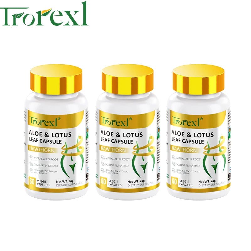 Aloe &amp; Lotus Leaf Capsules Flat Tummy Pills, Appetite Suppressant, Detoxification, Preserve Lean