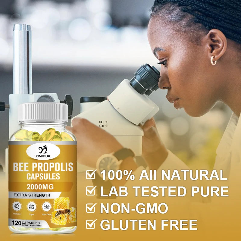 Buy 2 Get 2 Free! Strong Bee Propolis Extract Capsules, for Sore Throat, Overall Skin Care, Immune System Booster, Non-GMO