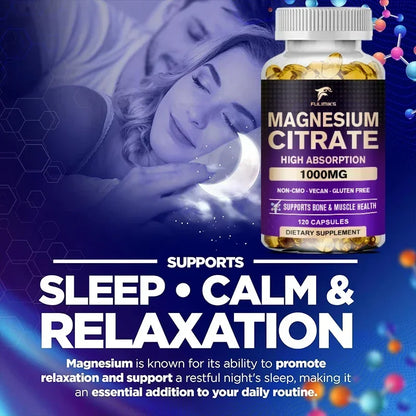FULIMIKS Magnesium Citrate Supplement, Supports Muscle &amp; Bone Health, Relaxation, Cardiovascular Function, for Adults