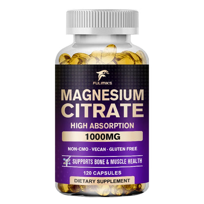 FULIMIKS Magnesium Citrate Supplement, Supports Muscle &amp; Bone Health, Relaxation, Cardiovascular Function, for Adults