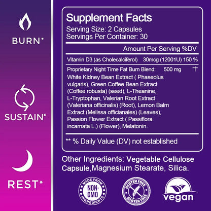 Night Time BodyBuilding Capsule - Supports Appetite Suppressant, Metabolism Supplement