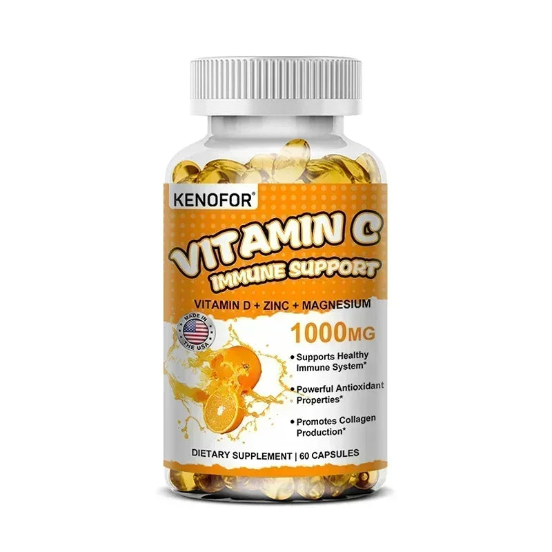 Vitamin C Capsules, Antioxidant, Support Immune System, Cellular Energy Production, Skin Brightening &amp; Collagen Synthesis