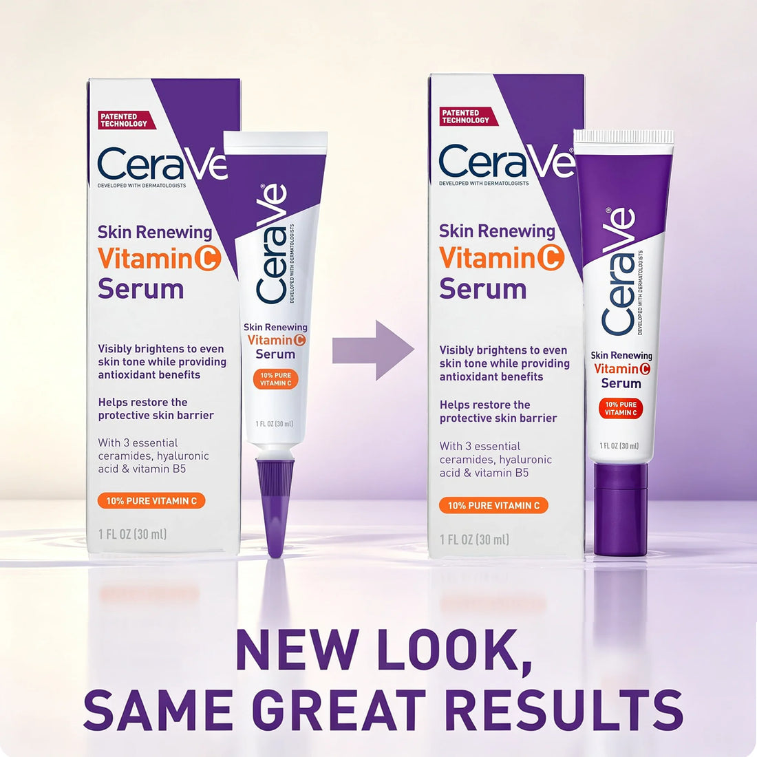 CeraVe Vitamin C Serum 10% Pure, Hyaluronic Acid &amp; 3 Ceramides, Fragrance-Free Brightening Antioxidant Serum for Face, 1oz