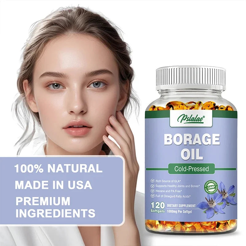 Borage Oil Capsules - Helps Maintain Skin, Joint and Bone Health, Relieves Cellular Stress, and Provides Antioxidant Support