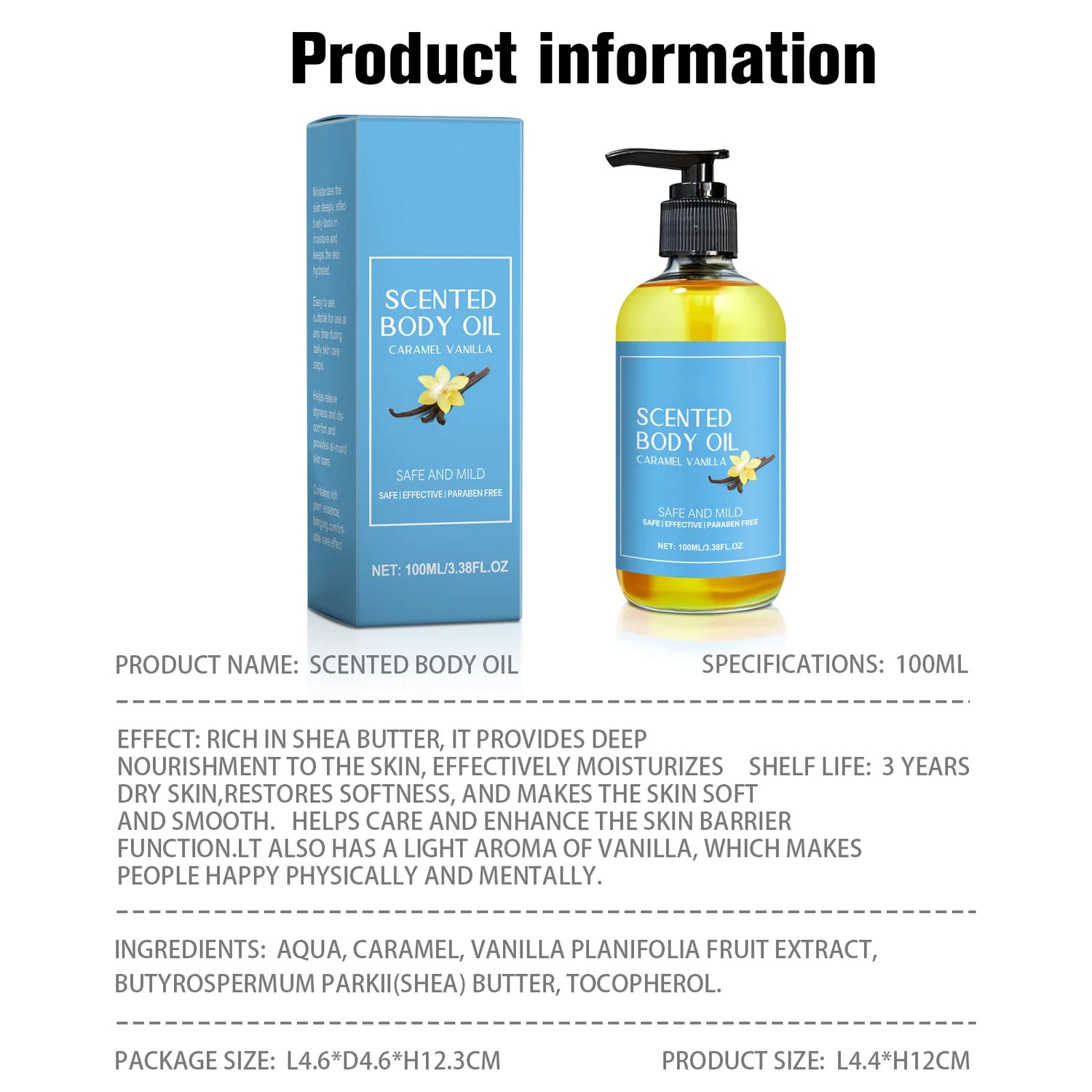 1-5pcs Stress Relief Body Oil with Vanilla - Deeply Moisturizes &amp; Soothes Muscles, Herbal Formula for Relaxing Bath &amp; Massage.