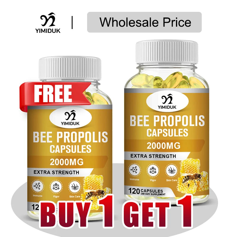 Buy 1 Get 1 Free! Pure Bee Propolis Supplement, Support Sore Throat, Overall Skin Care, Immune System Booster, Energy, Non-GMO