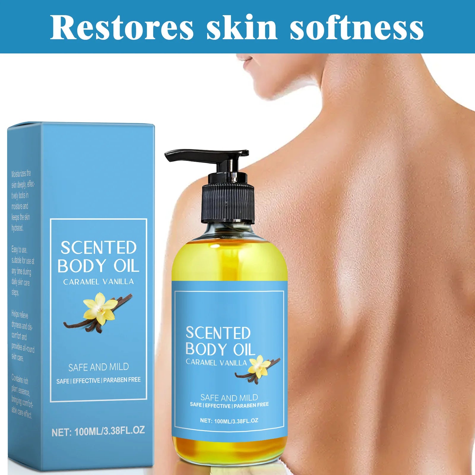 1-5pcs Stress Relief Body Oil with Vanilla - Deeply Moisturizes &amp; Soothes Muscles, Herbal Formula for Relaxing Bath &amp; Massage.