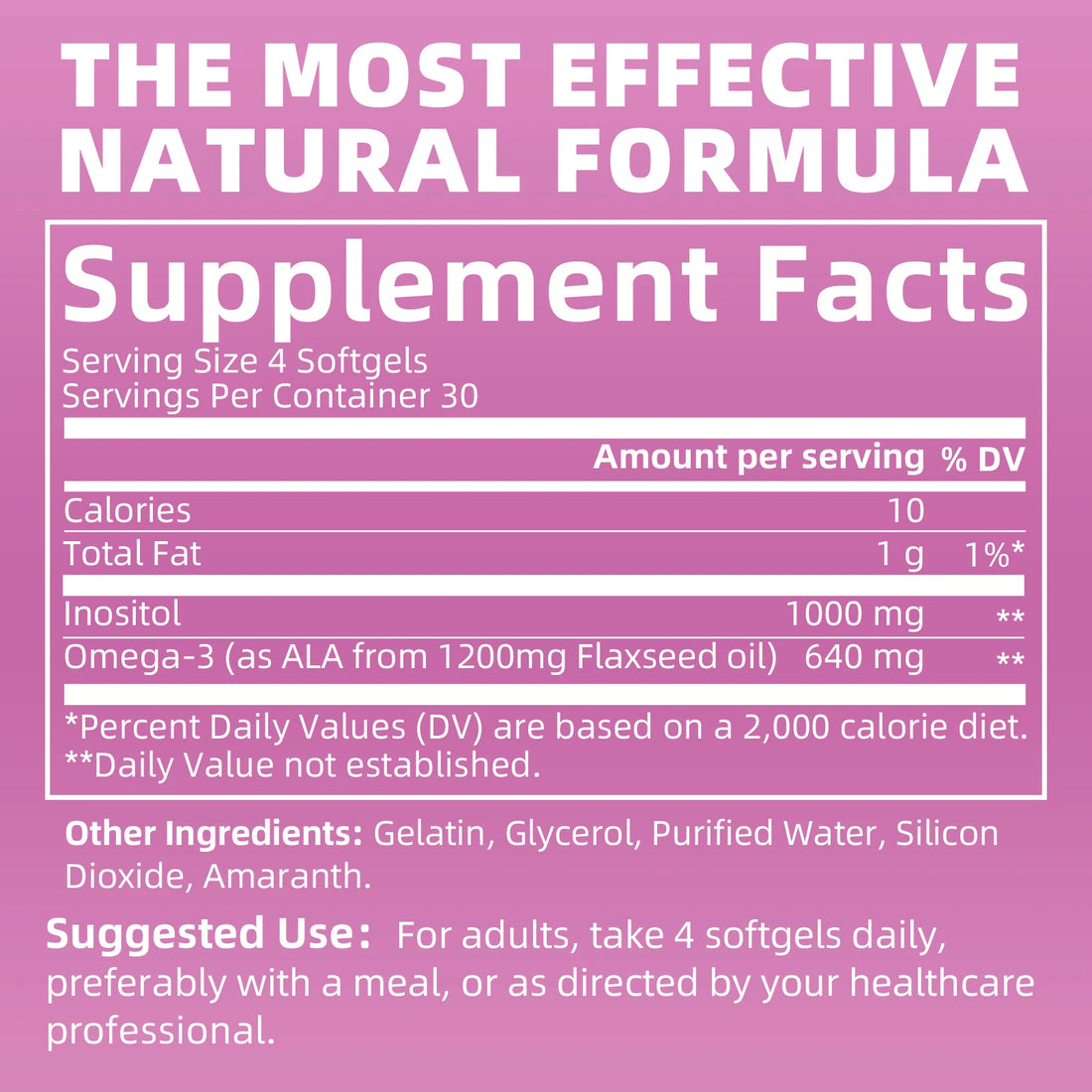120PCS Inositol Capsule with Omega-3 Supports Ovarian Function,Hormone Balance,Fertility Supplements for Women