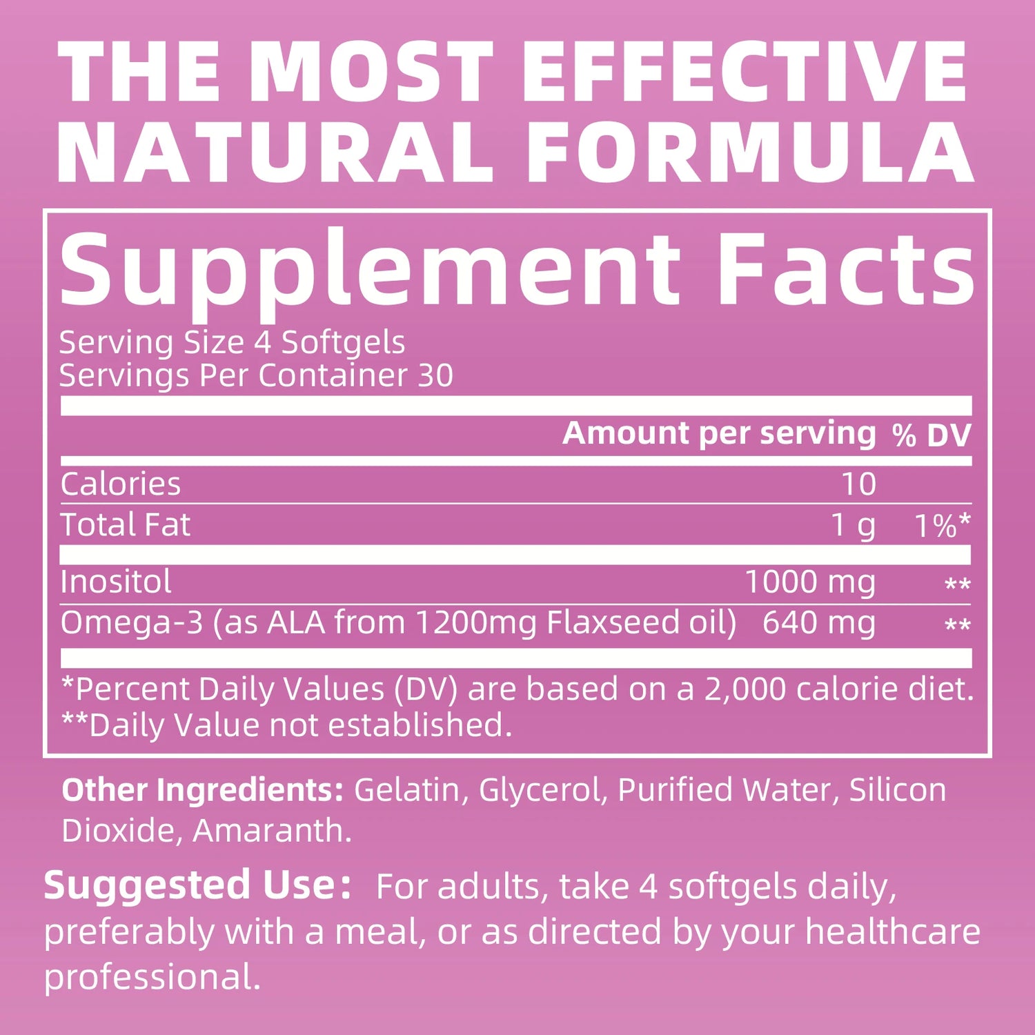 120PCS Inositol Capsule with Omega-3 Supports Ovarian Function,Hormone Balance,Fertility Supplements for Women