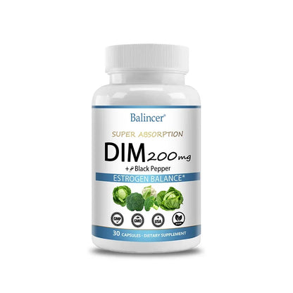 DIM Supplement 200mg Diindolylmethane - Maintains Hormonal Balance with Estrogen for Menopause and Mid-life