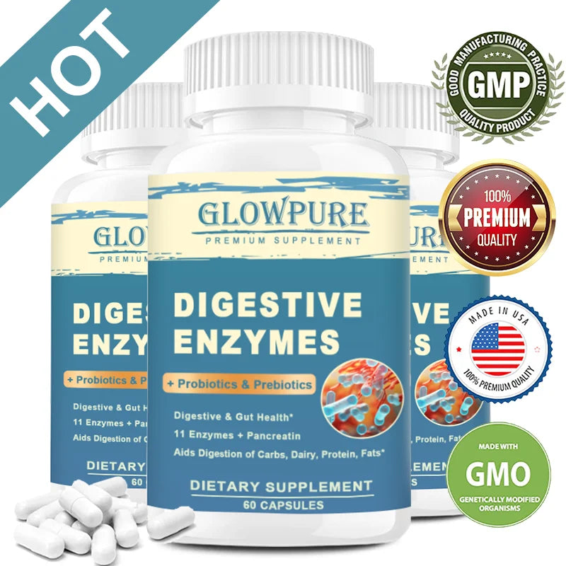 Digestive Enzyme Supplement with Prebiotics &amp; Probiotics - Supports Nutrient Absorption | Gut Health Promotes Digestion | Immune