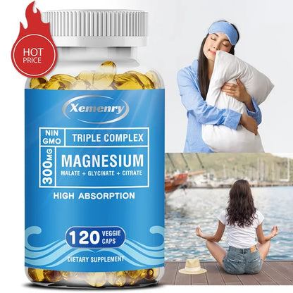 Triple Magnesium Complex Supplement - Contains Magnesium Glycine, Malic Acid, and Citrate To Relax Muscles and Improve SleepSupp