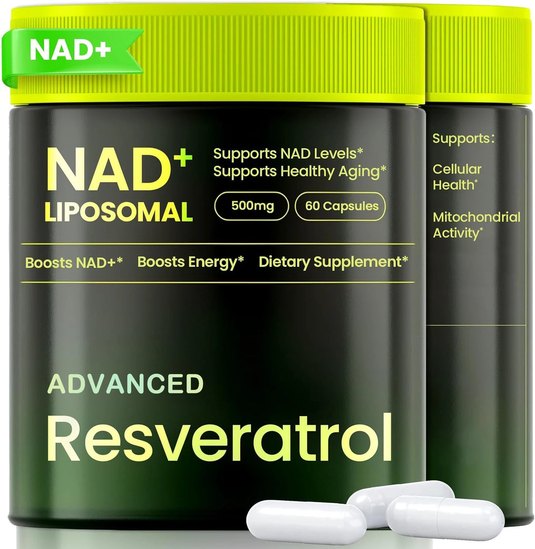 Liposomal NAD+ ADVANCED Supplement with Resveratrol - NAD Plus Capsules for Anti Aging, Brain Function &amp; Cell Regeneration