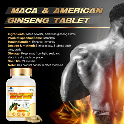 Organic Maca Root Powder with Ginseng Extract Supplement for Men and Women Health- Vegan,Potency enhancement Pills