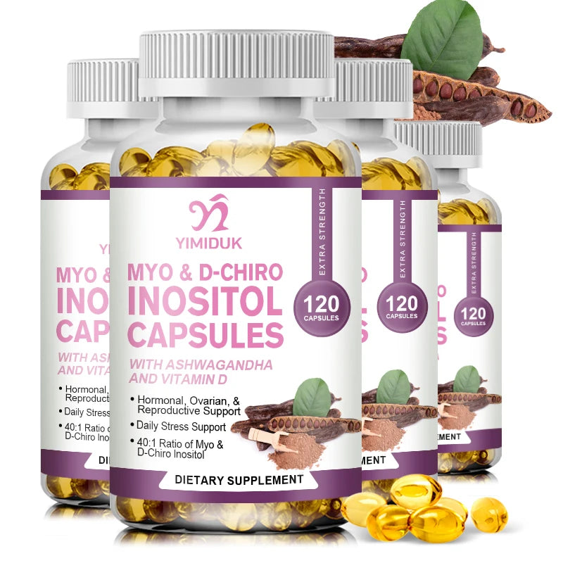 Myo-Inositol &amp; D-Chiro Inositol Capsule with Folate Supports Ovarian Function Hormone Balance Fertility Supplement Beauty Health