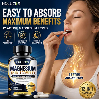 Magnesium Supplement, with Magnesium Glycinate, Supports Muscle, Sleep, Nerve, Heart, Digestive Health, Daily Memory, Vitality