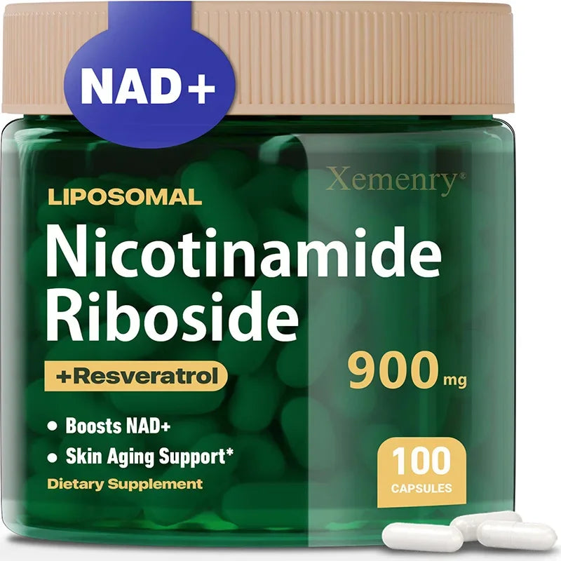 NAD+ Supplement - Anti-Aging, Energy - Liposomal Nicotinamide Riboside Capsules 900mg with Resveratrol &amp; Quercetin Capsules
