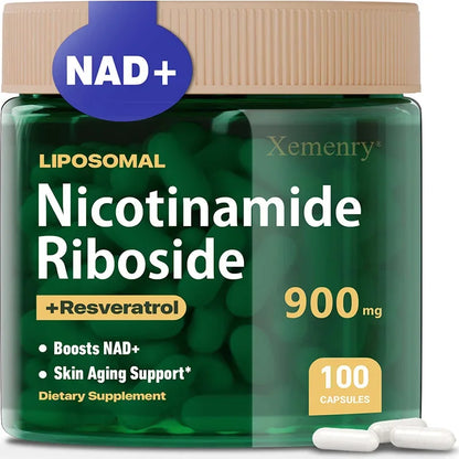NAD+ Supplement - Anti-Aging, Energy - Liposomal Nicotinamide Riboside Capsules 900mg with Resveratrol &amp; Quercetin Capsules
