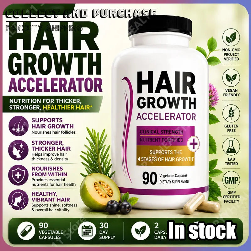 Lustriva Hair Growth Vitamins with Biotin, Marine Collagen, Saw Palmetto, Ashwagandha, Horsetail &amp; Zinc – Thicker Hair, 90 Caps