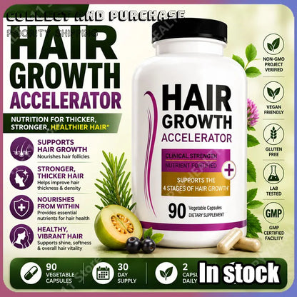 Lustriva Hair Growth Vitamins with Biotin, Marine Collagen, Saw Palmetto, Ashwagandha, Horsetail &amp; Zinc – Thicker Hair, 90 Caps