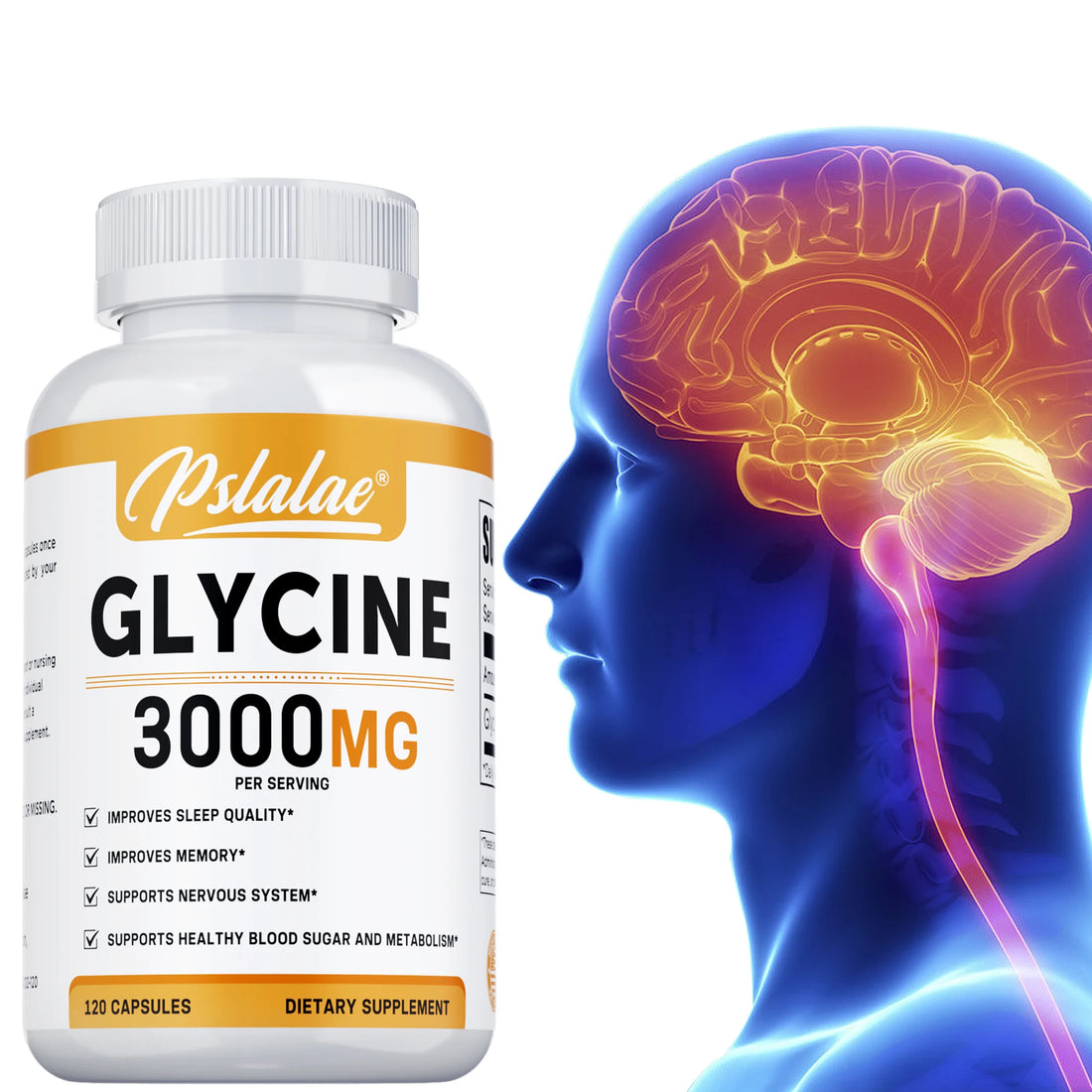 Glycine Supplement - Promotes Restful Sleep and Relaxation, Muscle, Bone, Joint, Brain and Heart Health, Vegan