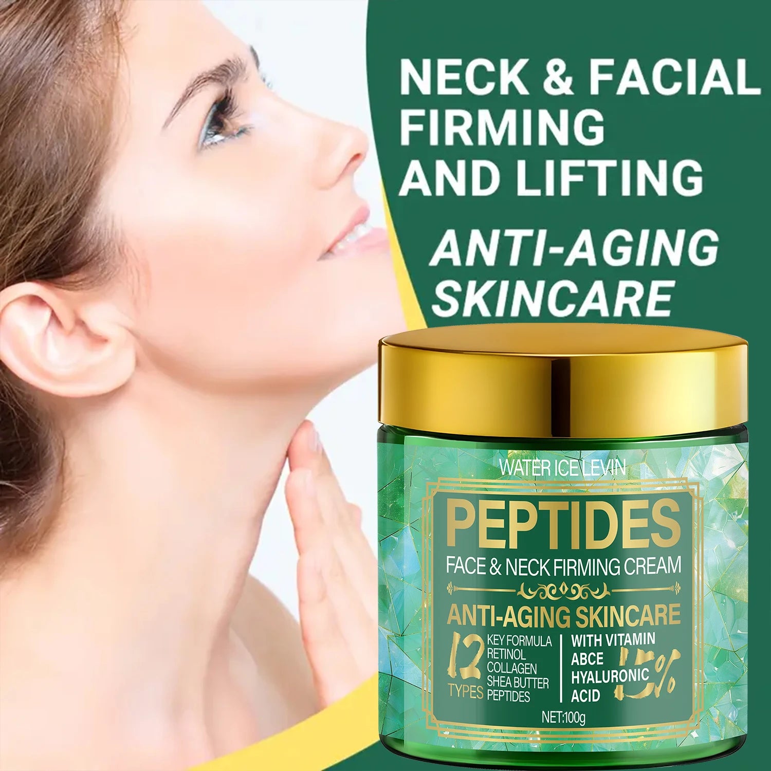 Peptides Face &amp; Neck Firming Cream (12 Formulas), Retinol-Infused, Moisturizes for Anti-Aging Softness