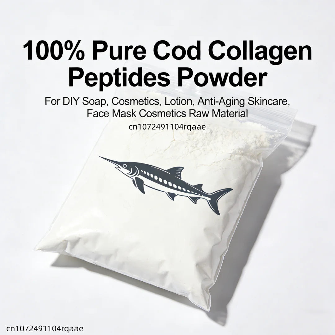 100% Pure Cod Collagen Peptides Powder for DIY Soap, Cosmetics, Lotion, Anti-Aging Skincare, Face Mask Cosmetics Raw Material