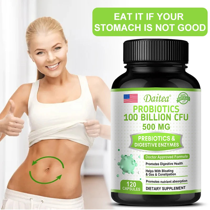 Probiotics 100 Billion CFU with Prebiotics &amp; Digestive Enzymes, Gut Health, Digestion, Bloating Relief &amp; Immune Support