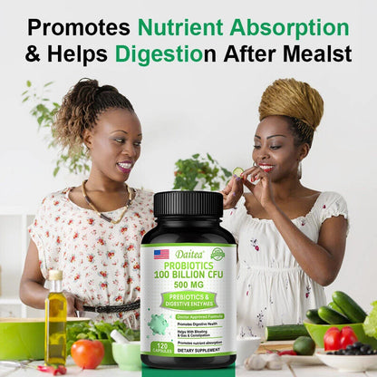 Probiotics 100 Billion CFU with Prebiotics &amp; Digestive Enzymes, Gut Health, Digestion, Bloating Relief &amp; Immune Support