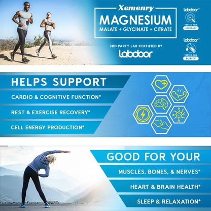 Triple Magnesium Complex Supplement - Contains Magnesium Glycine, Malic Acid, and Citrate To Relax Muscles and Improve SleepSupp