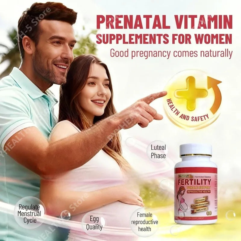 Fertility Tablets for Women, Female Prenatal Vitamin Supplements, Support Ovulation &amp; Conception, 60 Count Daily Routine