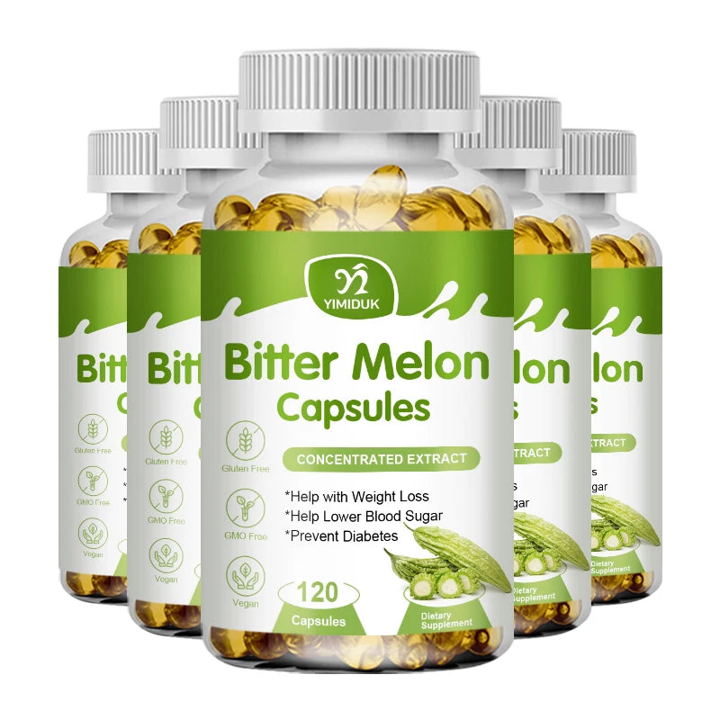 Natural Bitter Melon Extract Capsules Help Lower Blood Sugar, Prevent Heatstroke, And Supplement Daily Multivitamins To Burn Fat
