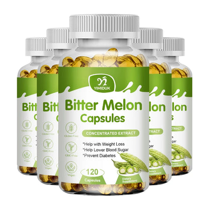 Natural Bitter Melon Extract Capsules Help Lower Blood Sugar, Prevent Heatstroke, And Supplement Daily Multivitamins To Burn Fat