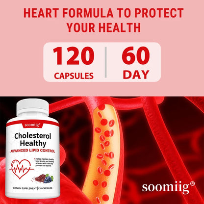 Cholesterol Supplements, Red Yeast Rice &amp; Grape Seed Extract, Supports Heart Health, Cholesterol Balance, Skin &amp; Eye Wellness