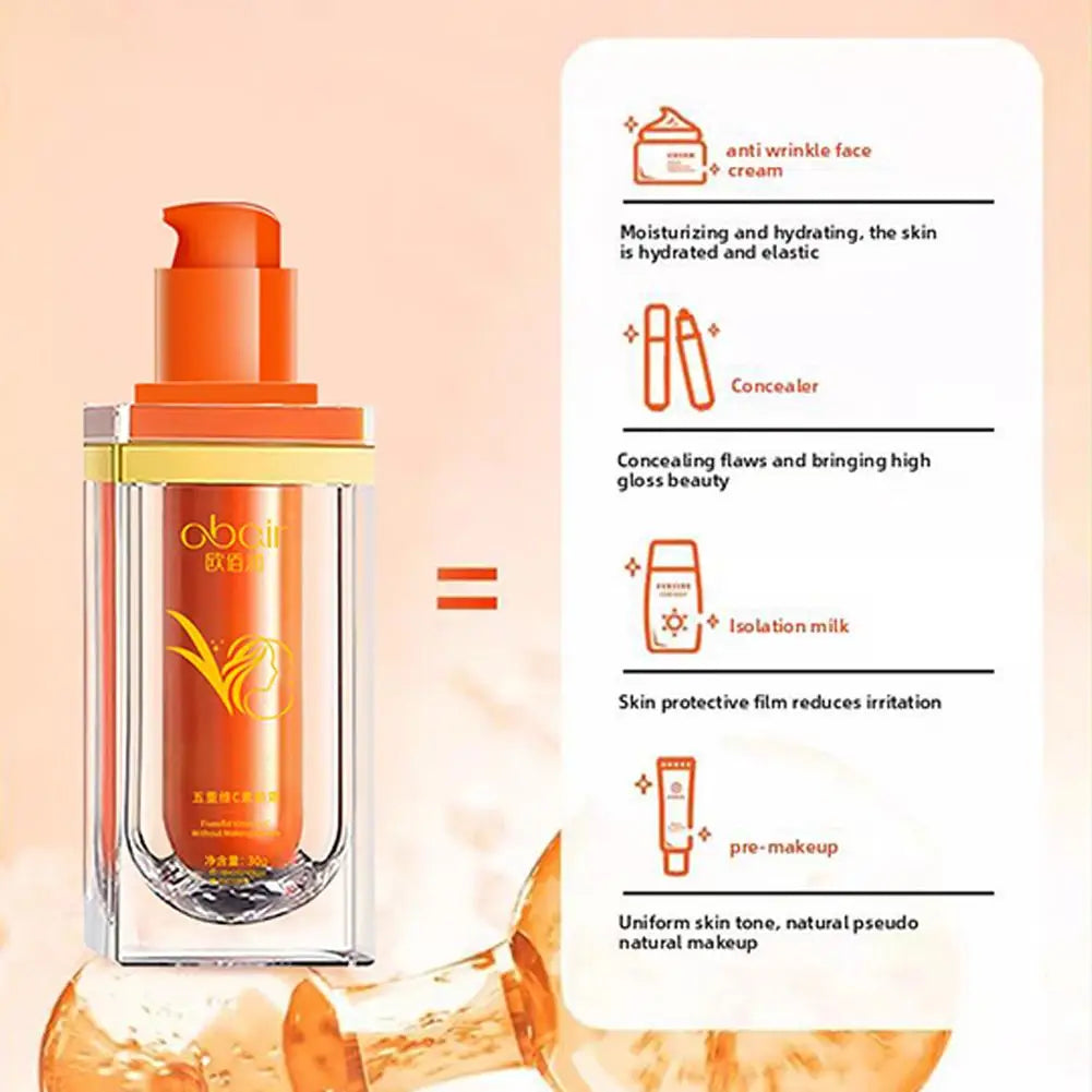 Five Vitamin C Tone Up Cream Vitamin C BB Cream Hydrating Face Moisturizer Conceal Pores Waterlight Makeup Lazy Concealer