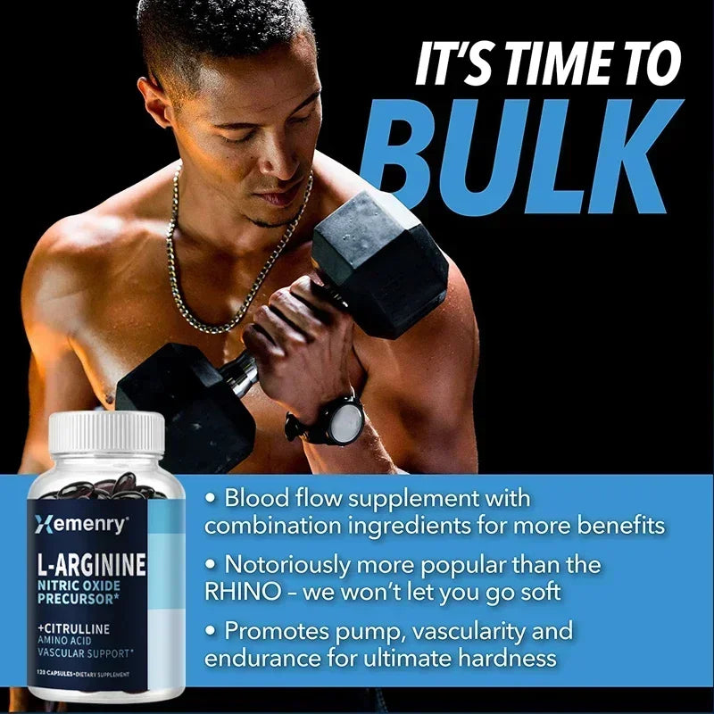 L-Arginine - Nitric Oxide Supplements - Boost Endurance &amp; Strength, Promote Muscle Growth, Improve Performance