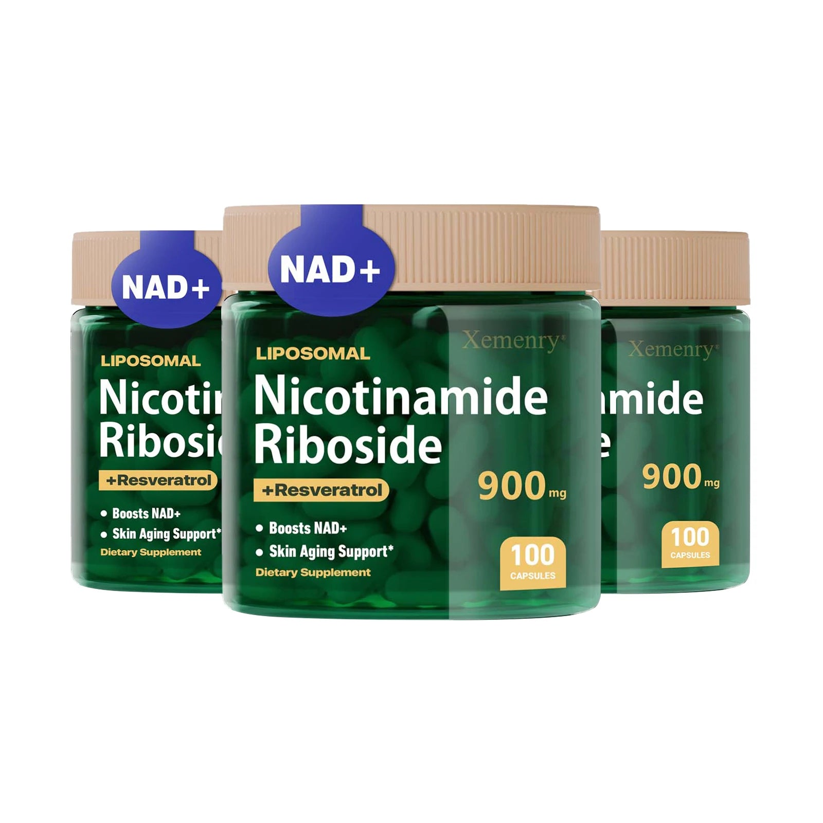 NAD+ Supplement - Anti-Aging, Energy - Liposomal Nicotinamide Riboside Capsules 900mg with Resveratrol &amp; Quercetin Capsules