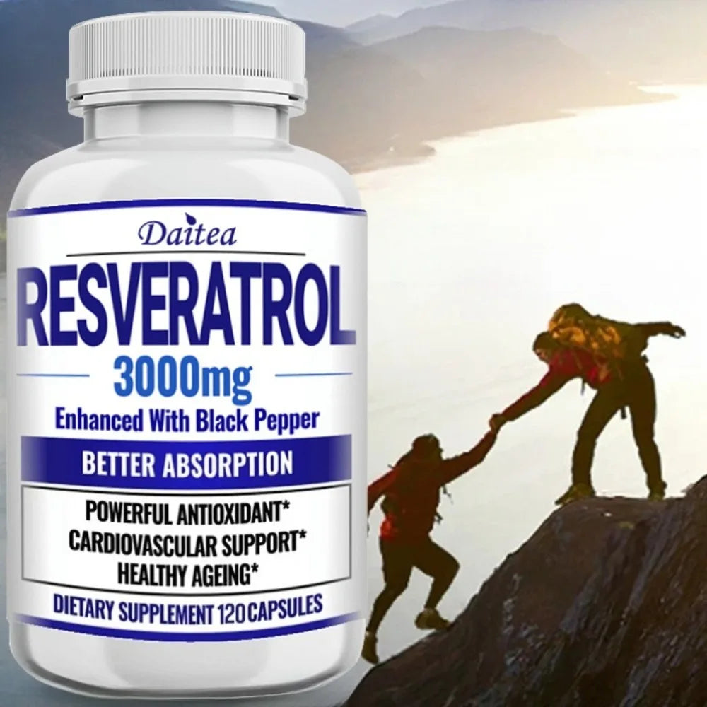 Resveratrol Supplement Capsules - Anti-Aging, Cardiovascular &amp; Joint Support, Skin Health