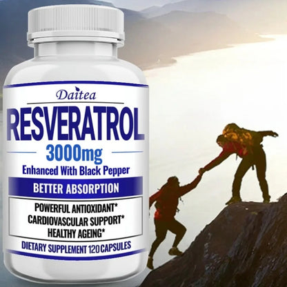 Resveratrol Supplement Capsules - Anti-Aging, Cardiovascular &amp; Joint Support, Skin Health