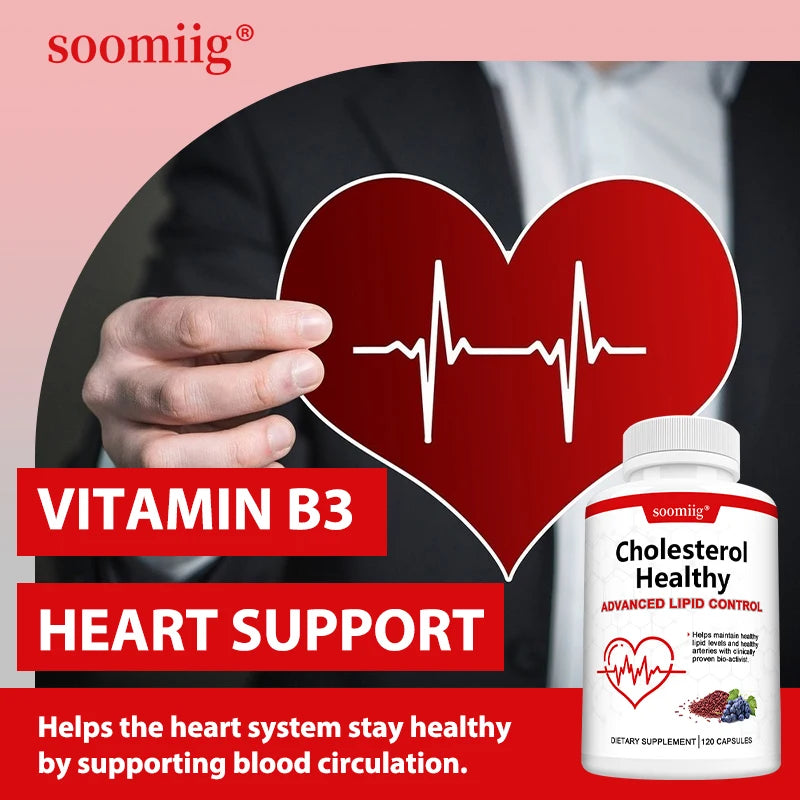 Cholesterol Supplements, Red Yeast Rice &amp; Grape Seed Extract, Supports Heart Health, Cholesterol Balance, Skin &amp; Eye Wellness