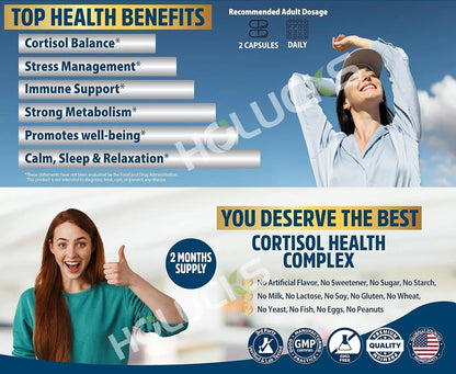 Corti-Soothe Supplement - Improve Sleep Quality, Promote Cortisol Balance, Support Adrenal Health, &amp; Relieve Fatigue -120 Pills