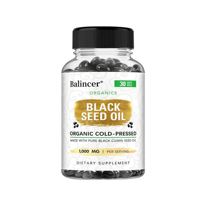 Organic Black Cumin Seed Oil 1000 mg - Immune Support, Promotes Hair Growth, Provides Nutritive Antioxidants, Non-GMO Supplement